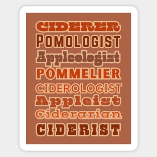 Cider Lingo, Real and Imagined. Cider Fun For All! Sticker